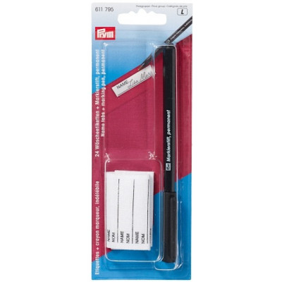 Zažehlovací jmenovky (24 ks) + permanentní černé pero PRYM