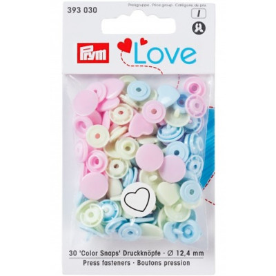 Patentky srdíčka "Color snaps" Ø 12,4 mm (30 ks) PRYM Love