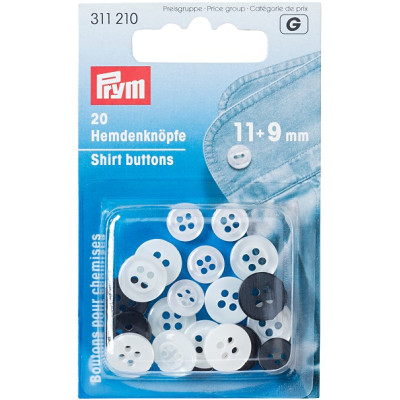 Košilové knoflíky 11 + 9 mm (20 ks) PRYM
