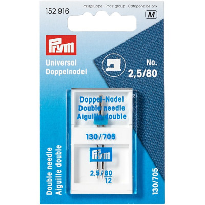 Dvojjehla do šicího stroje, univerzální 130/705 80/2,5 mm PRYM