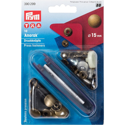 Stiskací knoflíky staromosaz, 15 mm (10 ks) PRYM