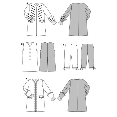 Střih Burda číslo 2459 pánský kostým na piráta a Casanovu