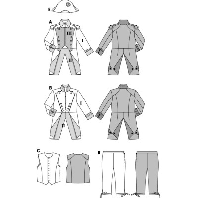 Střih Burda číslo 2471 pánský kostým na Napoleona / generála / vojáka