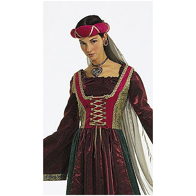 Střih Burda číslo 2509 středověké šaty, klobouk se závojem