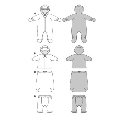 Střih Burda číslo 9478 dětská kombinéza, bunda s kapucí, kalhoty, zateplovací návlek