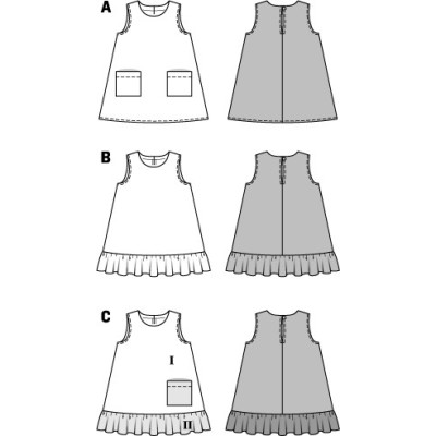 Střih Burda číslo 9420 dětské áčkové šaty s kapsami