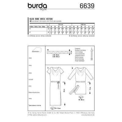 Střih Burda číslo 6639 tričkové šaty, šaty s vodou