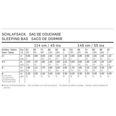 Střih Burda číslo 9382 dětský spací pytel