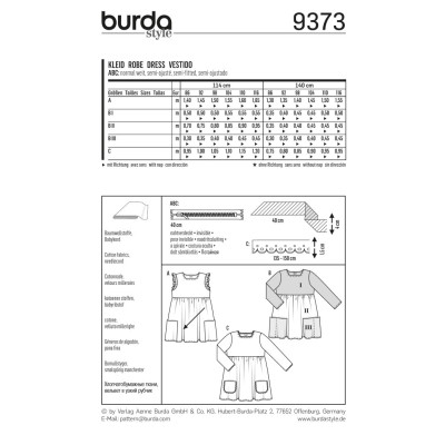Střih Burda číslo 9373 dětské šaty s kapsami
