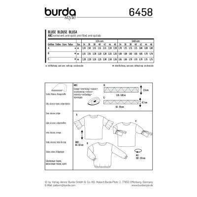 Střih Burda číslo 6458 halenka
