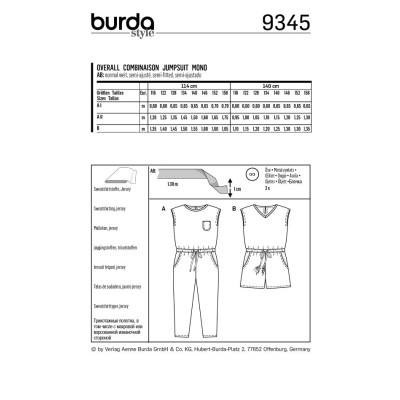 Střih Burda číslo 9345 dětský overal