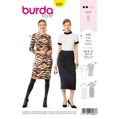 Střih Burda číslo 6267 pouzdrové šaty