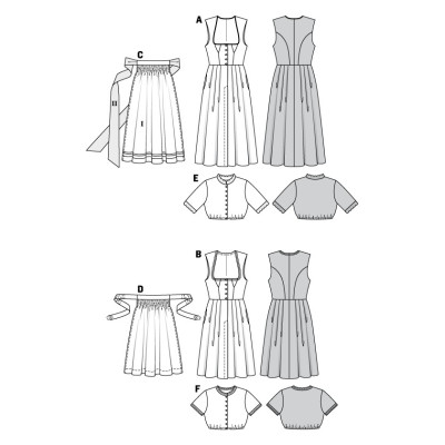 Střih Burda číslo 6268 krojové šaty, krojová zástěra, krojová halenka