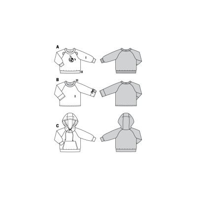 Střih Burda číslo 9308 dětská mikina, mikina s kapucí, svetr