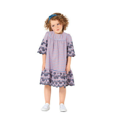 Střih Burda číslo 9305 dětské nabírané áčkové šaty