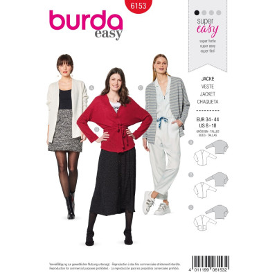 Střih Burda číslo 6153 zavinovací sako, kardigan