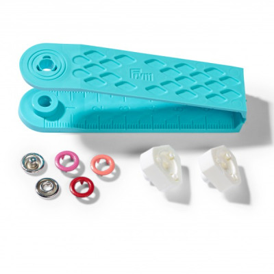 Knoflíky stiskací JERSEY kroužky 8 mm (21 ks) + narážeč PRYM Love