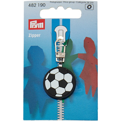 Taháček na zip fotbalový míč, 47 x 24 mm kovový PRYM