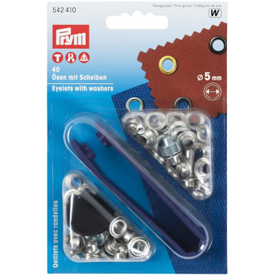 Průchodka stříbrná s podložkou, 5 mm (40 ks) PRYM