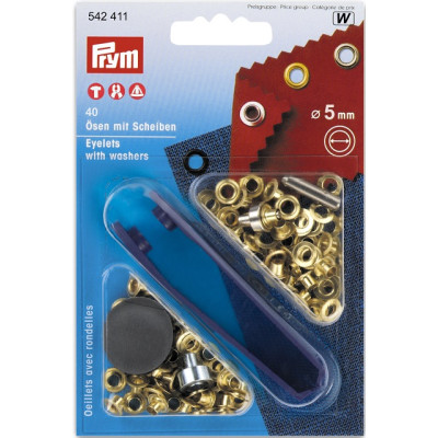 Průchodka zlatá s podložkou, 5 mm (40 ks) PRYM