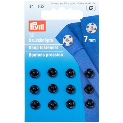 Patentky kulaté černé, 7 mm (12 ks) PRYM