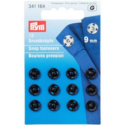 Patentky kulaté černé, 9 mm (12 ks) PRYM