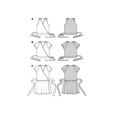 Střih Burda číslo 6122 zavinovací halenka, zavinovací šaty