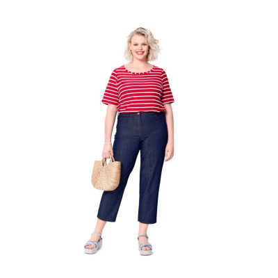 Střih Burda číslo 6103 džínové kalhoty, 7/8 kalhoty pro plnoštíhlé