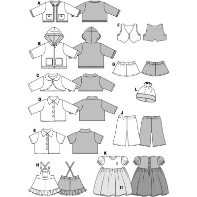 Střih Burda číslo 7753 oblečky pro panenky