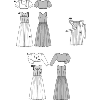 Střih Burda číslo 8448 krojové šaty, krojová zástěrka, krojová halenka