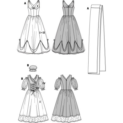 Střih Burda číslo 2479 šaty na císařovnu, šaty na pradlenu