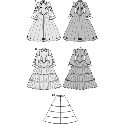 Střih Burda číslo 2768 biedermeierovské šaty se spodničkou