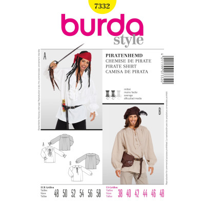 Střih Burda číslo 7332 pánská pirátská košile, středověká halena