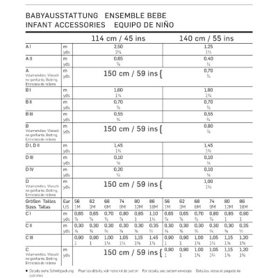 Střih Burda číslo 9479 polstrování do postýlky, kapsář, spací pytel, zavinovačka
