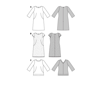 Střih Burda číslo 7031 áčkové šaty, krajkové šaty s podšívkou, tričko