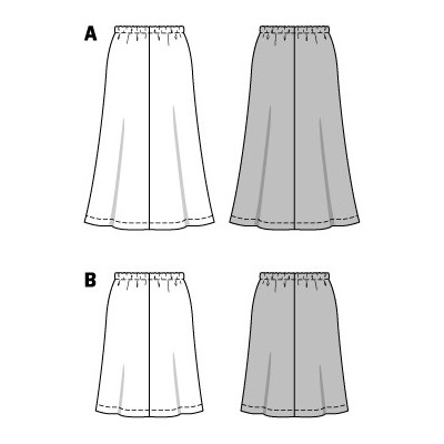 Střih Burda 6818, návod na šití: zvonová sukně s gumou v pase, dlouhá sukně