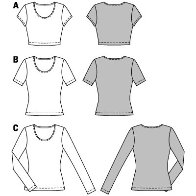 Střih Burda číslo 6820 jednoduché tričko, krátké tričko, tričko s dlouhým rukávem