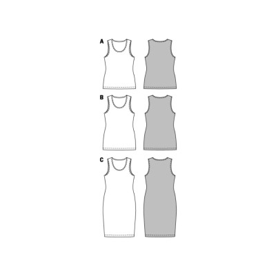 Střih Burda číslo 6672 tílko, tílkové šaty pro plnoštíhlé