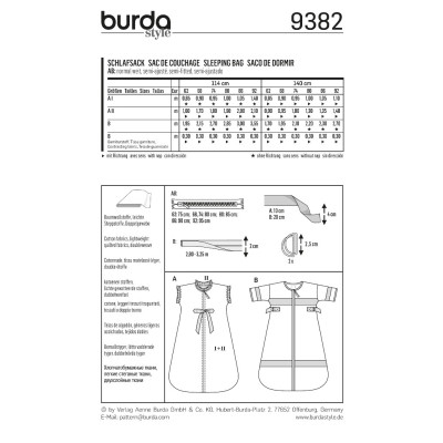 Střih Burda číslo 9382 dětský spací pytel
