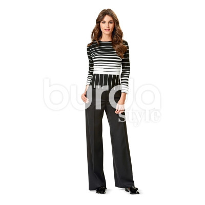 Střih Burda číslo 6613 kalhoty se širokými nohavicemi, bermudy