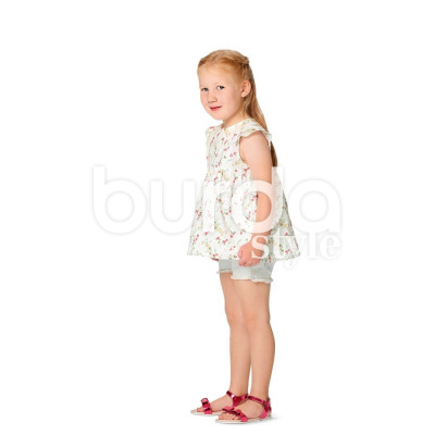 Střih Burda číslo 9362 dětská halenka, nabírané šaty