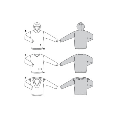 Střih Burda číslo 6406 mikina, mikina s kapucí