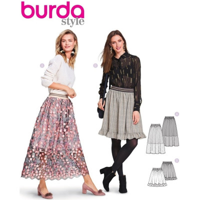 Střih Burda 6357, návod k šití: nabíraná sukně, sukně s gumou v pase, tylová sukně