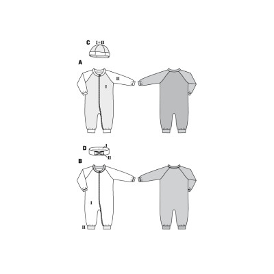 Střih Burda číslo 9328 dětský overal na zip, čepice, čelenka