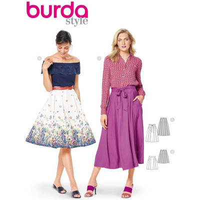 Střih Burda 6341, návod na šití: kolová sukně, kruhová sukně, široká sukně, dlouhá sukně