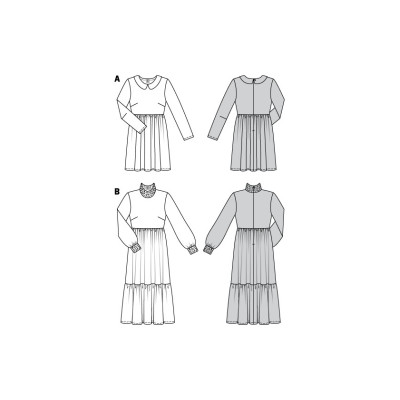 Střih Burda číslo 6265 šaty s límečkem, rolákové šaty, flanelové šaty