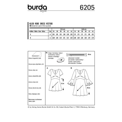 Střih Burda číslo 6205 šaty