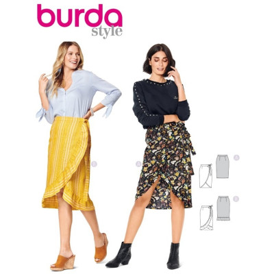 Střih Burda 6200, návod na šití: zavinovací sukně