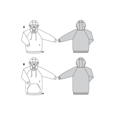 Střih Burda číslo 6195 mikina s kapucí, mikinové šaty pro plnoštíhlé