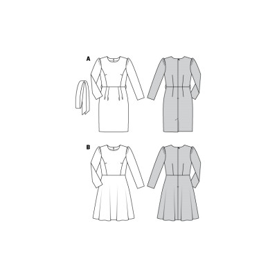 Střih Burda číslo 6164 šaty s dlouhým rukávem